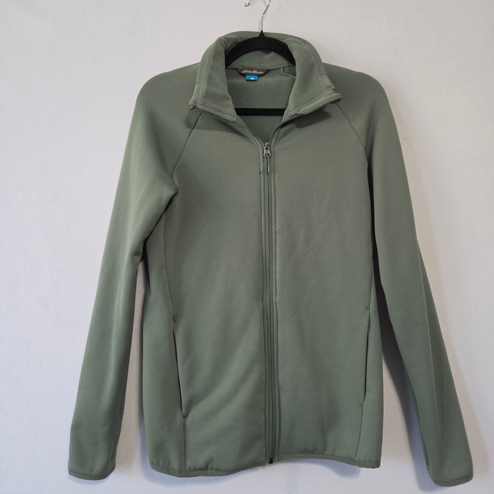 Eddie Bauer First Ascent Jacket Womens S Green Full Zip Fleece Hiking Active Gym